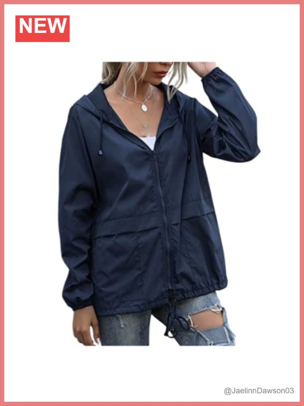 Cdiecer Women's Lightweight Waterproof Rain Jacket Windproof Hooded Anorak